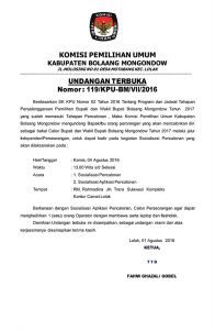 Gelar Sosialisasi Pencalonan Jalur Independen, KPU Bolmong Undang Bakal Calon Bupati Gelar Sosialisasi Pencalonan Jalur Independen, KPU Bolmong Undang Bakal Calon Bupati