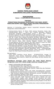 Ini Pengumuman Pendaftaran Cabup dan Wabup Bolmong 2017