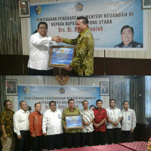 Bupati Bolmut Kembali Terima Penghargaan dari Kemenkeu