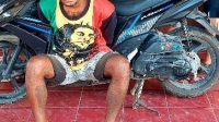 Pelaku dengan inisial MMS (21) diciduk tim opsnal setelah melakukan pencurian satu unit sepeda motor mio M3 pada hari kamis tanggal 5 Januari 2023 di jalan Yafdas. FOTO : FIONA