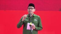 Sambutan dari Habib Ali Hasan Al Bahar, Ketua Pengurus Pusat NU Care-LAZISNU sebagai mitra pelaksana program Royco Nutrimenu dalam konferensi persnya, Selasa (6/2/2024). Foto: Clementine Roesiani