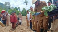 Pj Bupati Bolmong Limi Mokodompit saat menggaungkan program ‘Inggai Mononggoba’ dengan turun langsung menanam Holtikultura dan padi di Bolmong