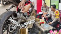 Pengguna Knalpot Racing di Sekolah, Dapat Hadiah Gembok Kring Sat Lantas Polres Kotamobagu