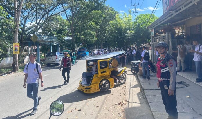 Sat Samapta Polres Kotamobagu Antisipasi Tawuran Susulan, Lakukan Penjagaan di SMA N 1 Kotamobagu