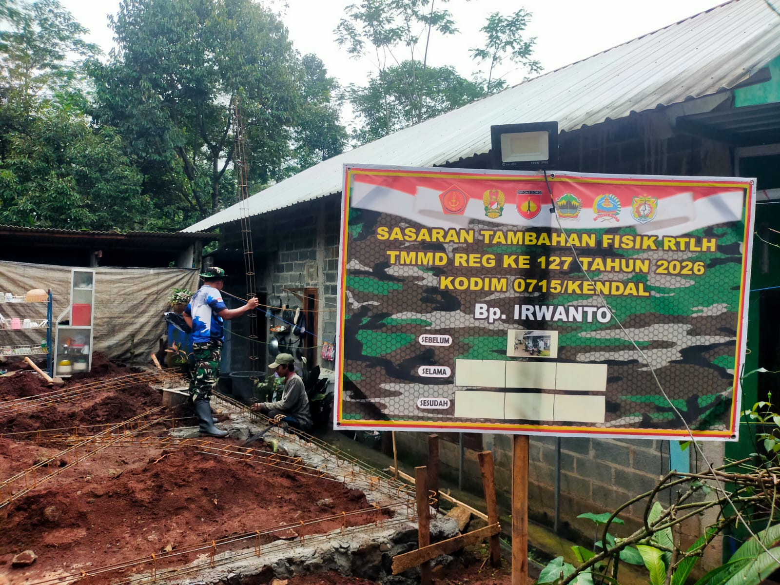 Satgas TMMD Reguler Kodim Kendal Kebut Pembangunan Rumah Irwanto